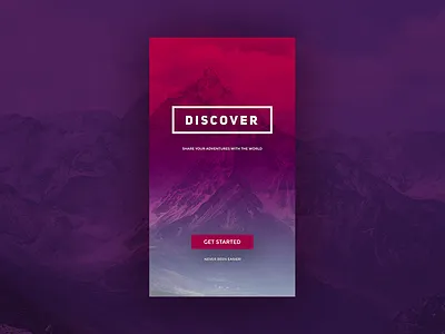 Discover! adventure app camp live mountain start top typo uiux