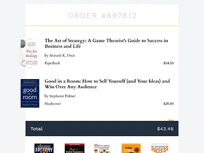 Email Receipt books email interface order receipt ui
