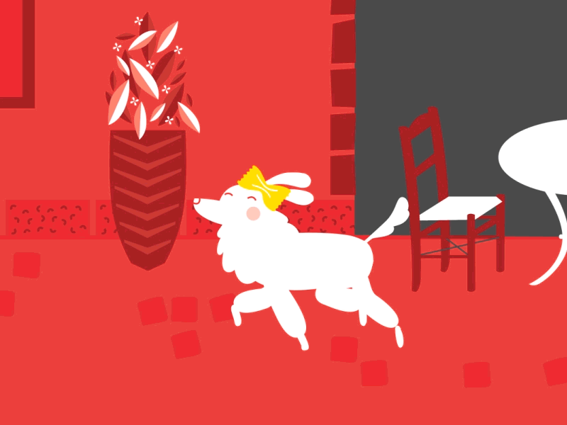 Doggie 2d after city cycle dog doggy girl loop run sidewalk walk