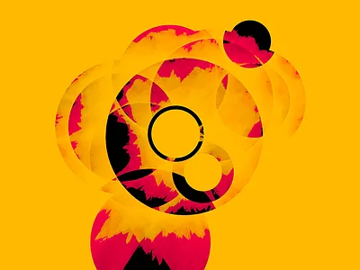 Sunflower #2 abstract black bubble circle generative geometric pink planet ring space sphere yellow