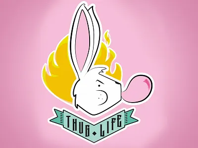 Thug Life bunny easter kids pink tattoo vector
