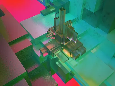 Hover 3d abstract art color digital everydays glass gradients micro reflection refraction