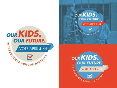Vote Graphic badge blue circle design education future independence kids red vote white
