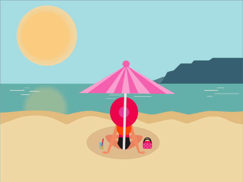 In the beach design flat gif illustration