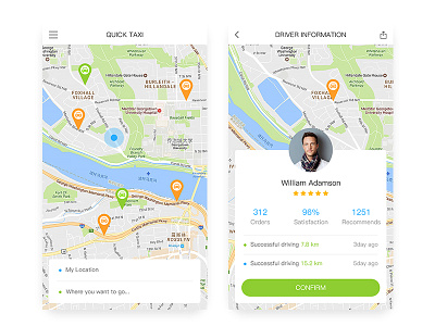 Quick Taxi app car driver green quick taxi ui