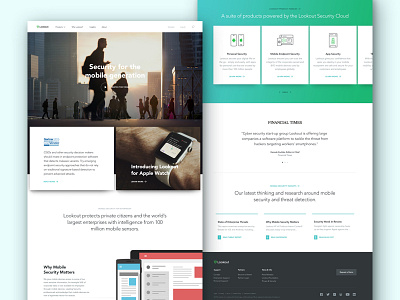 Lookout Mobile Security cards enterprise green homepage security website