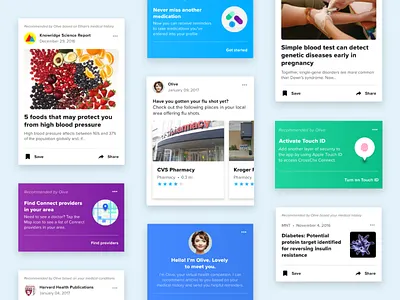 Healthcare newsfeed cards design healthcare mobile ui