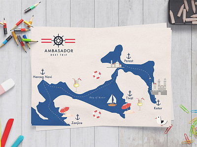 Logo and Cruise Map cruise design illustration logo map