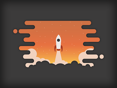 Explore explore launch orange outer space rocket smoke space stars