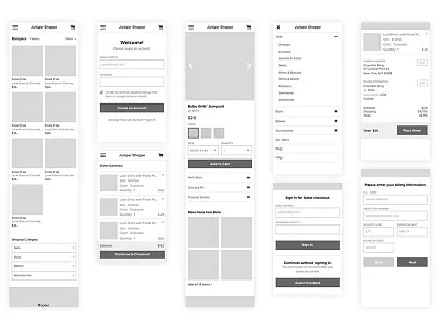 Ecommerce Wireframes for Mobile Web ecommerce mobile mobile web mweb responsive wireframes