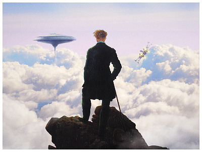 Wanderer looking at Luke's arrival caspar david friedrich darth vador friedrich han solo land calrissian luke skywalker painting photo romanticism star wars wanderer above the sea of fog