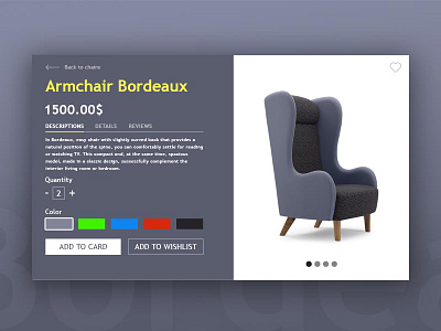 Concept Card Product armchair bordeaus card cart concept minimal order product soft ui ux web