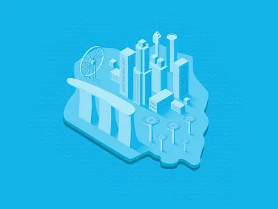Singapore city illustration isometric sim city singapore