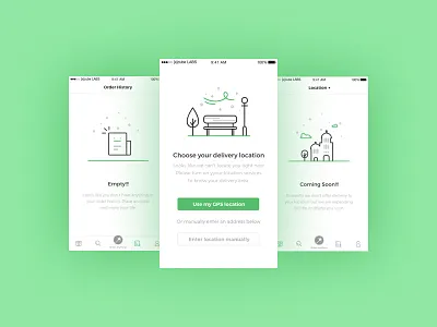 Empty screen illustrations design empty screen food app icons illustration mobile app ui modern ui xcubelabs