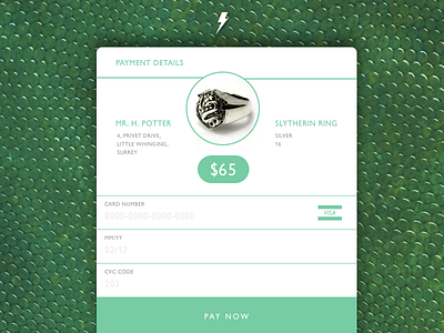 Credit Card Checkout | Day 002 #DailyUI checkout dailyui harrypotter slytherin ui ux