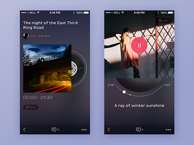 Voice Player app graphic icons info infographic ios iphone pink purple ui visual