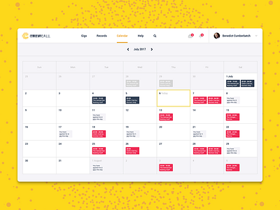 Calendar View app application calendar dashboard gigs job poland saas ui usa