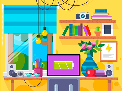 Opera Review Video: Get Charged Illustration design design studio digital art flat graphic design home illustration video work space