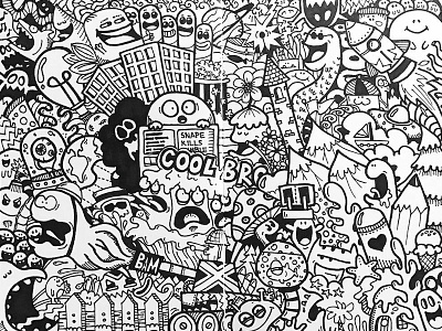 Doodles black and white cartoons doodles illustration monsters sketching