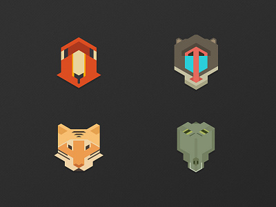 Animals icon animal baboon crocodile flat icon parrot tiger