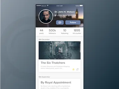 Day 06 — User Profile app blog challenge daily free sherlock sketch ui