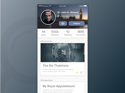 Day 06 — User Profile app blog challenge daily free sherlock sketch ui