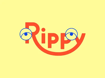 Rippy logo character googly eyes happy dude lettering smile smirk