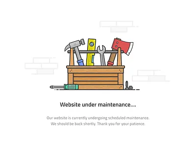 Under Maintenance Page 404 axe hammer icon maintenance nuts and bolts page screwdriver toolbox tools website wrench