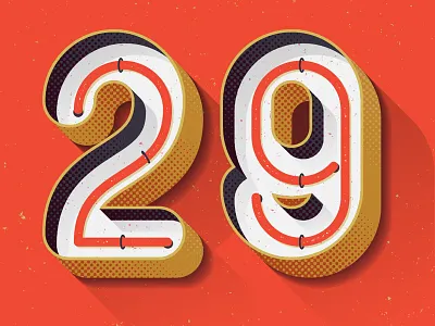 29 3d illustration lettering marquee neon number sign signage typography
