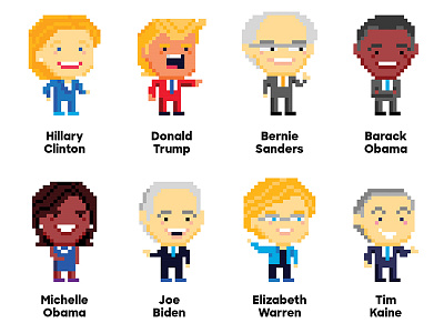 8-bit Democrats 8 bit bernie sanders democrats hillary 2016 hillary clinton obama president trump