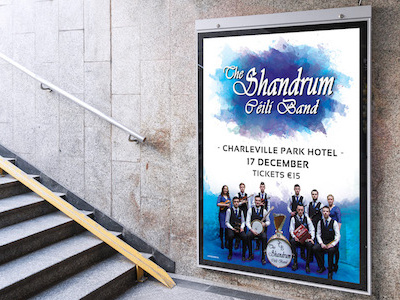 Event Sign advertising band design gaa irish music sign watercolour