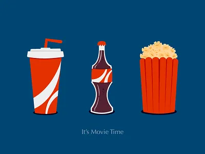 It's Movie Time! bottle cinema coca cola coke cola cup drink film icon illustration movie pop corn