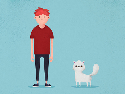 Dude And Cat cat character design illustration vector