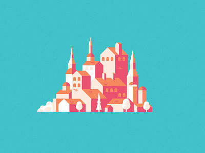 Tiny Town building illustration spire tiny town tree