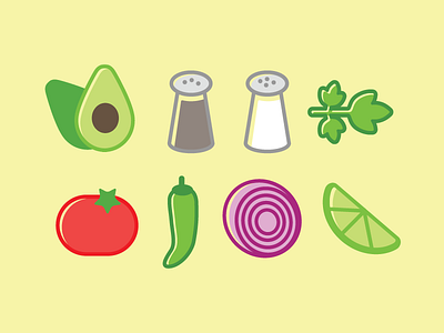 Guac! avocado cilantro food guacamole icon illustration lime recipe tomato