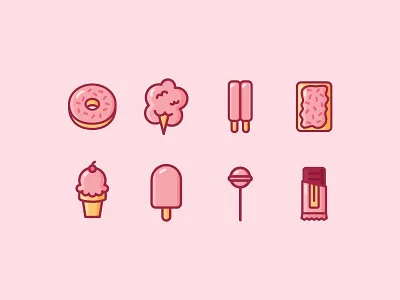 Dessert Icons chocolate cotton candy desserts donut ice cream icons illustration lollipop popsicle poptart