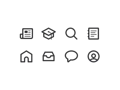 Custom iOS and Android Icons account font home icons inbox message newspaper notebook search students tabs