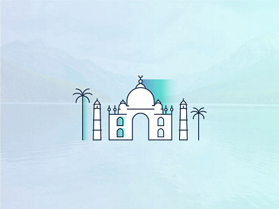 Taj Mahal agra gradient illustration india palm tree taj mahal vector