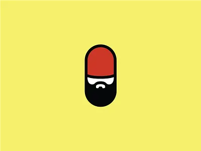 Bearded Pill beard growth hair logo medicine pill recovery red