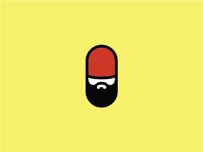 Bearded Pill beard growth hair logo medicine pill recovery red