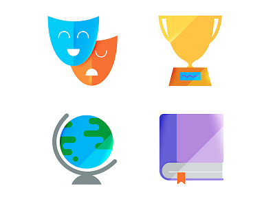 School Icons #1 childrens clean colorful education flat illustration kids school vibrant