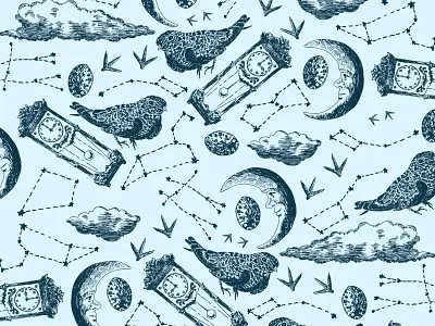 Night constellations handdrawn night pattern stars