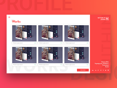 Profile Theme dribbbleshot flatdesign material portfolio red sinlgepage ui ux webdesign