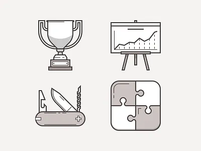 Various Heroicons accent chart heroicons icons monochromatic multitask puzzle trophy