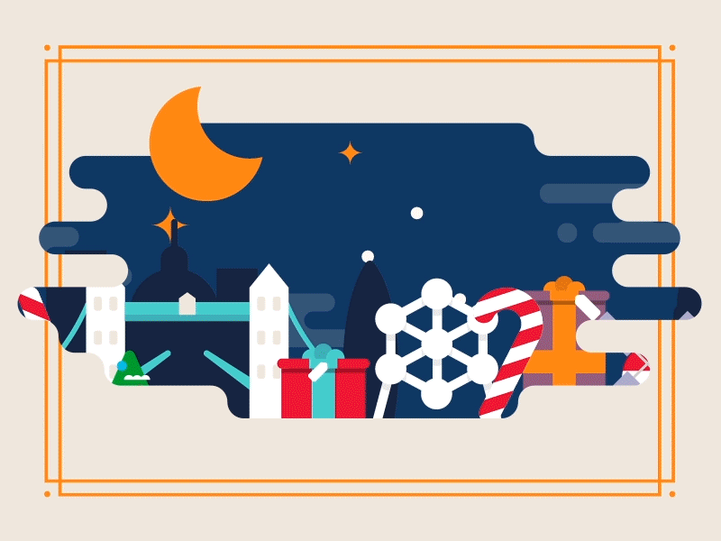 Unwrap the world animated bruxelles christmas city illustration london paris rome skyline travel vector venice