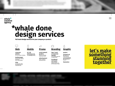 "What we do" section of our corporate website agency brand creative minimal style swiss typographic web web design website