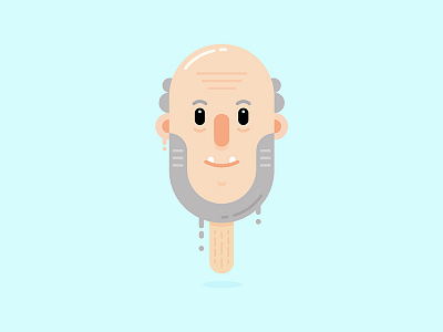 Old as Ice character cold eyes grandpa ice icecream man melting old popsicle sweet vector