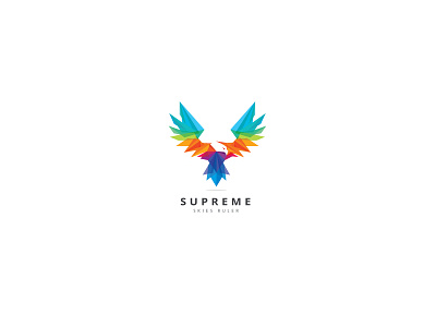 Supreme Eagle Logo colorful eagle freedom leader leadership majestic phoenix polygons protection strength supreme triangulation