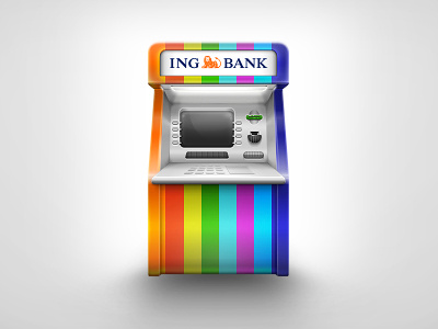 ING Bank ATM atm bank cash colors display icon illustration ing machine money