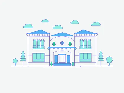 Villa illustration flat house icon illustration line outiline villa